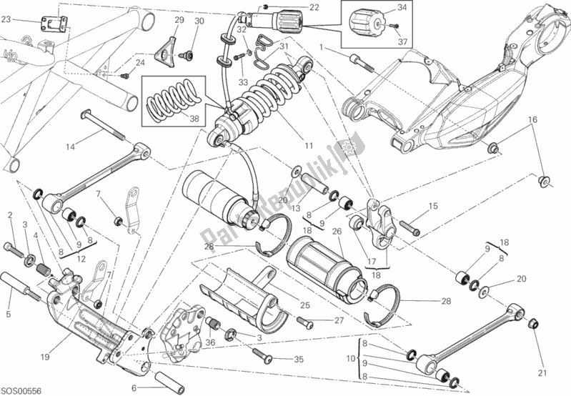 Tutte le parti per il Ammortizzatore Posteriore del Ducati Diavel FL USA 1200 2015